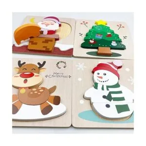 Anditoy Paquete de 4 rompecabezas de madera de Navidad_4