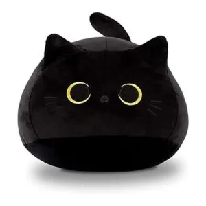 Juguete de peluche de gato negro 3D almohada de gato_1