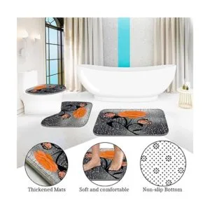 Poedist Juego de 4 cortinas de ducha decorativas de baño_4