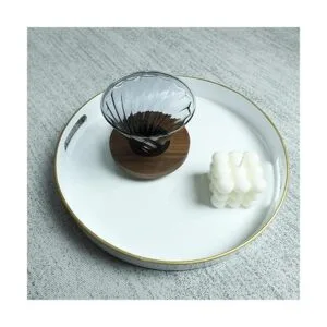 Spsyrine Bandeja decorativa redonda blanca bandeja de_2