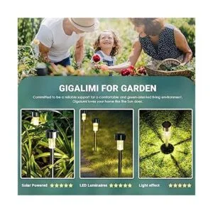 GIGALUMI 16 Pack Solar Path Lights OutdoorSolar Lights_2