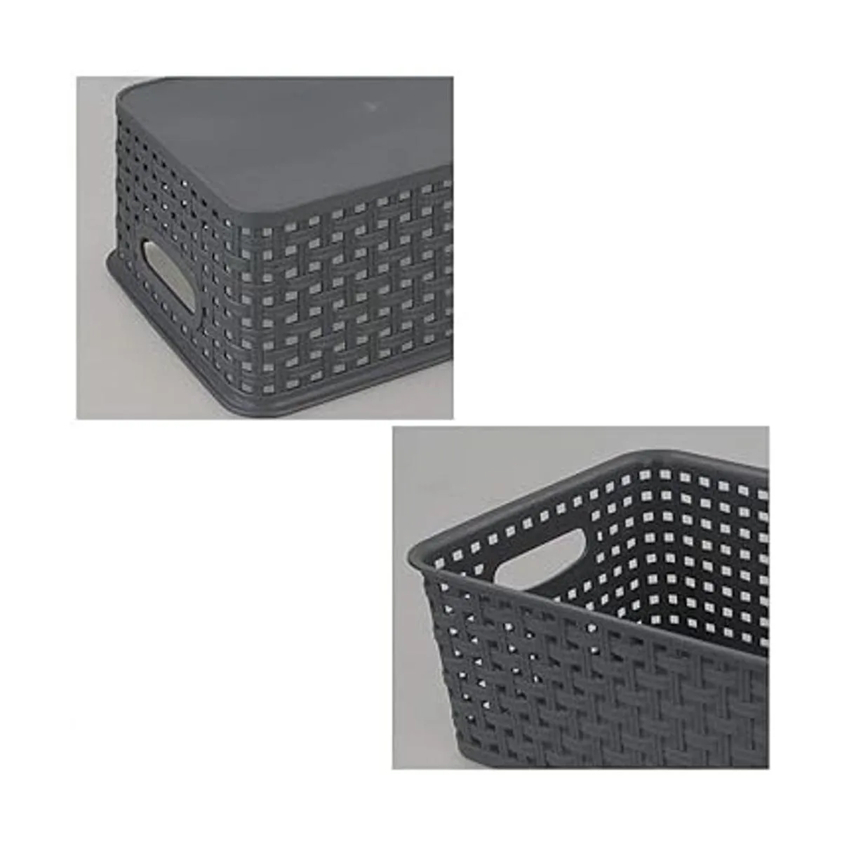 Bringer Canastas de almacenamiento de plástico gris_2