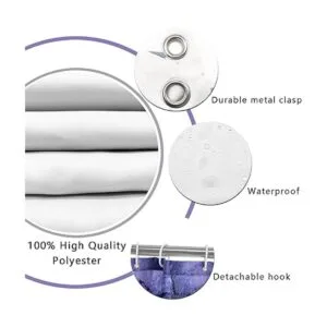 ENYORSEL Juego de cortina de ducha de baño con alfombras_3