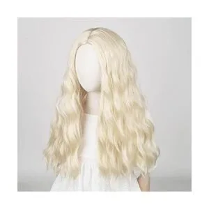 Aicos Peluca rubia para niños peluca larga y rizada para_3