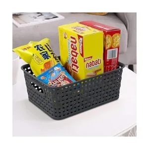 Bringer Canastas de almacenamiento de plástico gris_4