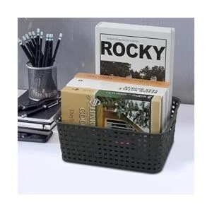 Bringer Canastas de almacenamiento de plástico gris_6