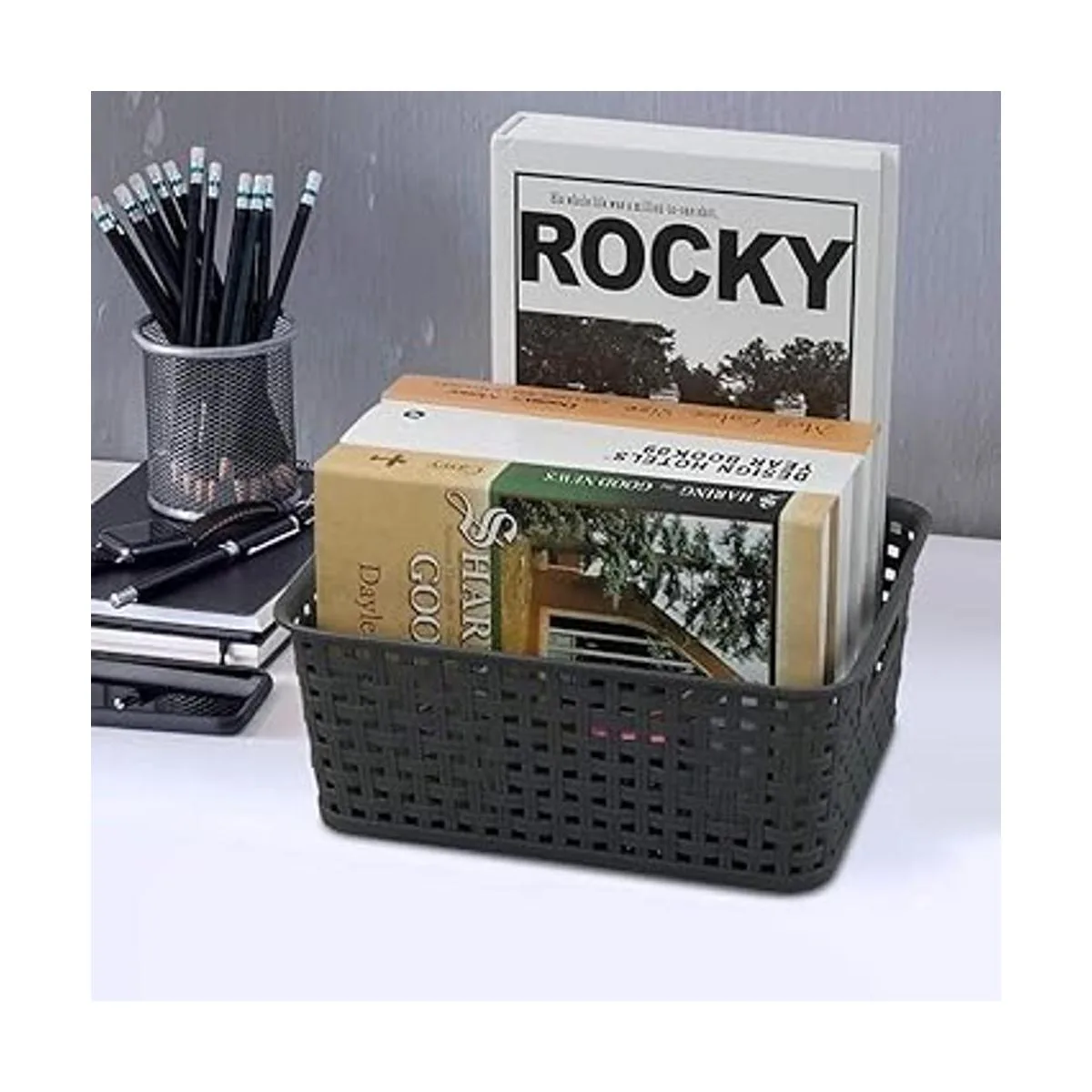 Bringer Canastas de almacenamiento de plástico gris_6