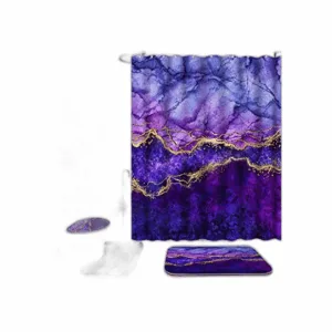 ENYORSEL Juego de cortina de ducha de baño con alfombras_1