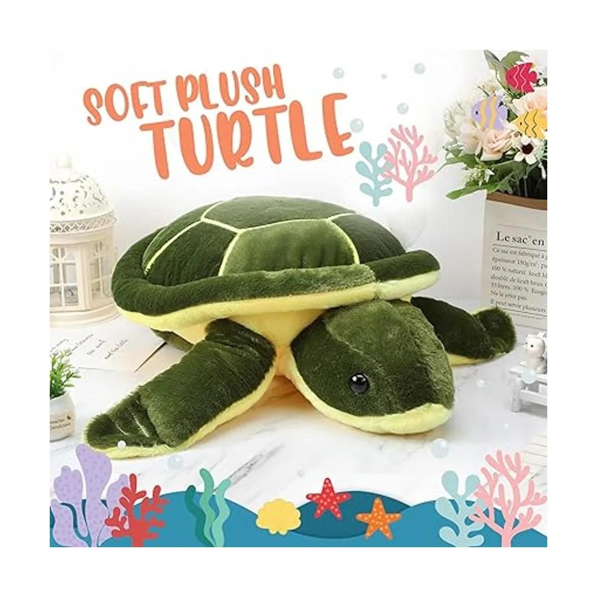 Tortuga de peluche grande de felpa suave tortuga marina_3