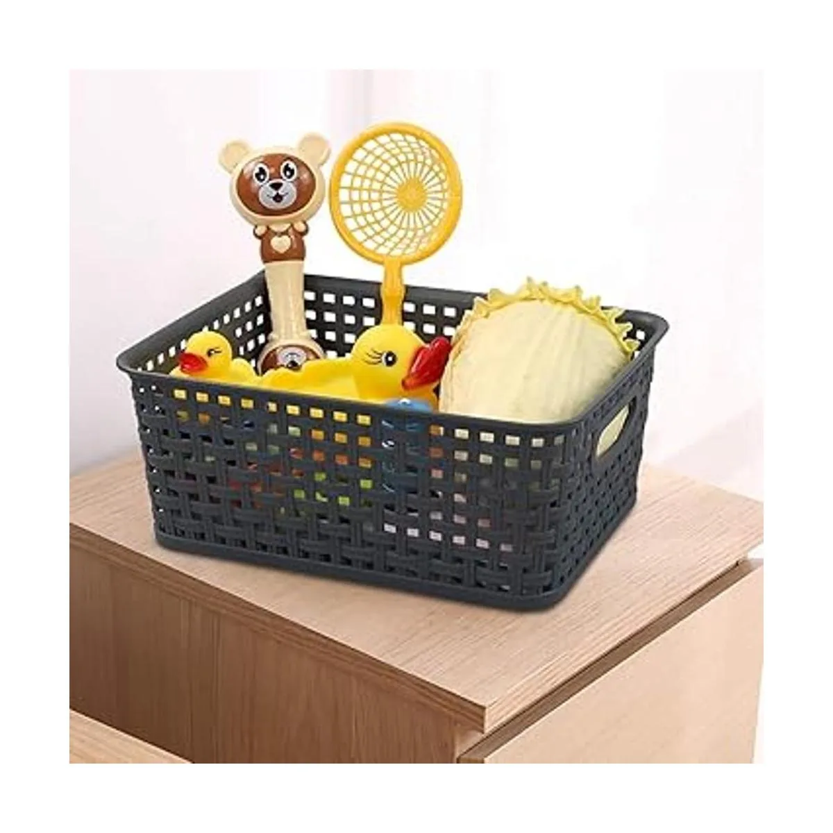 Bringer Canastas de almacenamiento de plástico gris_5