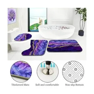 ENYORSEL Juego de cortina de ducha de baño con alfombras_4