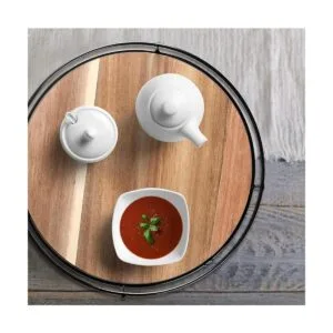 Paquete de 2 organizadores Lazy Susan de madera de acacia_4