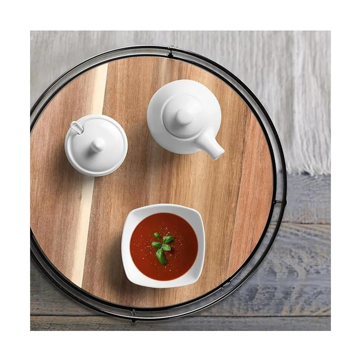 Paquete de 2 organizadores Lazy Susan de madera de acacia_4