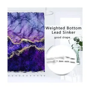 ENYORSEL Juego de cortina de ducha de baño con alfombras_2