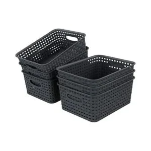 Bringer Canastas de almacenamiento de plástico gris_7