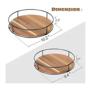 Paquete de 2 organizadores Lazy Susan de madera de acacia_2
