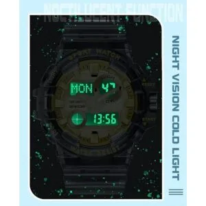 Gosasa Reloj digital multifunción transparente para_5