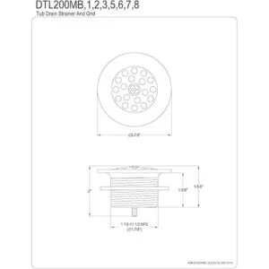 Kingston Brass DTL202 Filtro de drenaje para bañera y_2