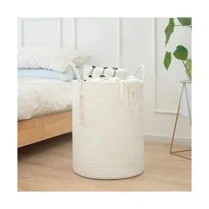 Goodpick Cesta blanca para guardería con asas cesta alta_4