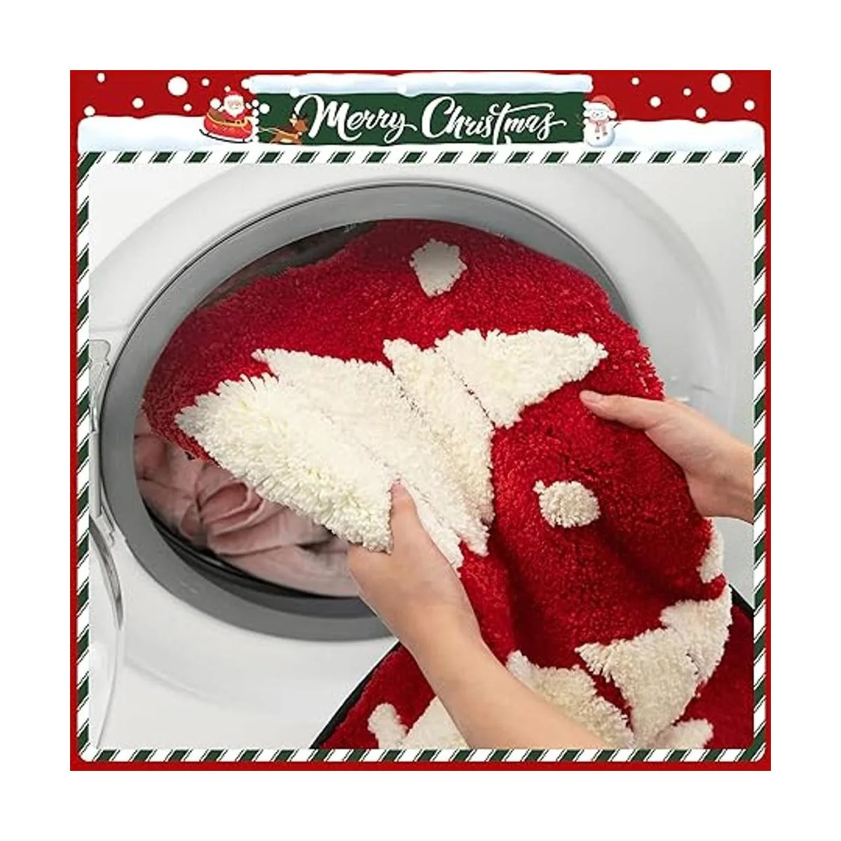 RORA Alfombra de baño roja para decoración de baño de_6