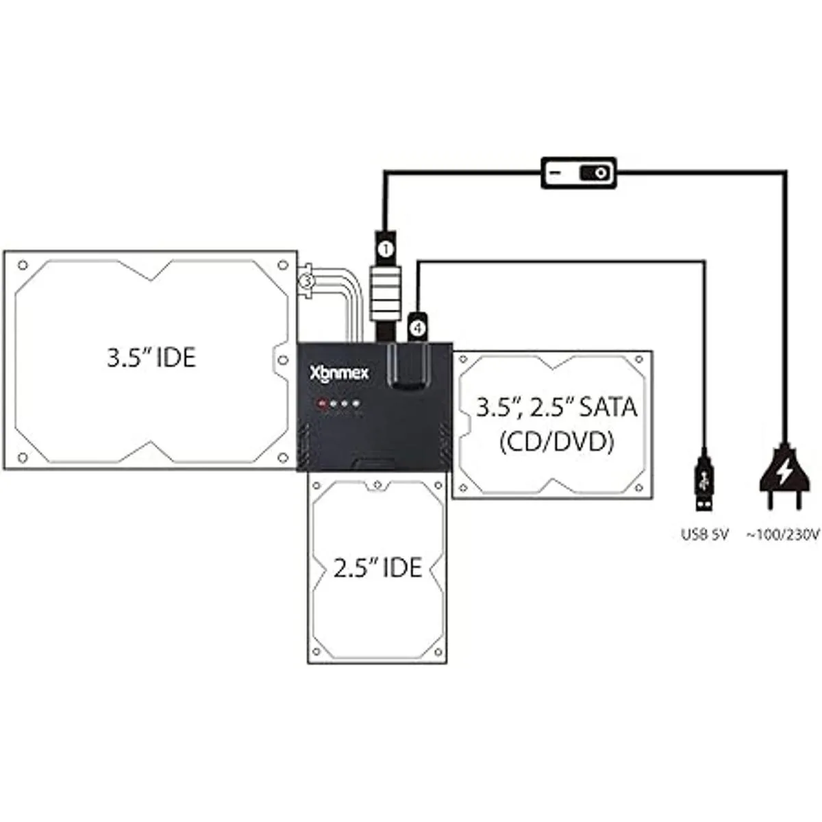 Xbnmex IDE SATA to USB 3.0 Cable Hard Drive Reader IDE_3