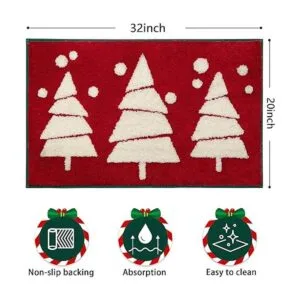 RORA Alfombra de baño roja para decoración de baño de_4