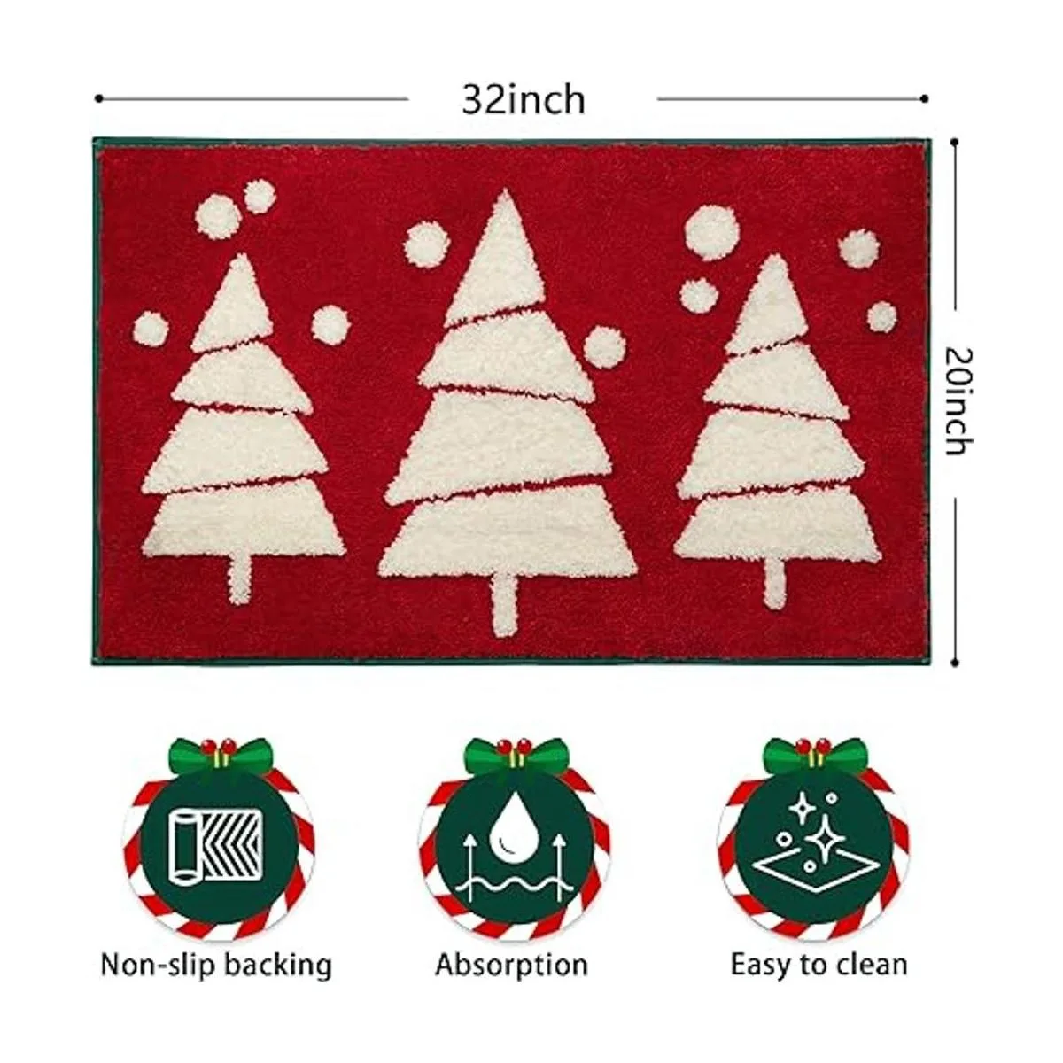 RORA Alfombra de baño roja para decoración de baño de_4