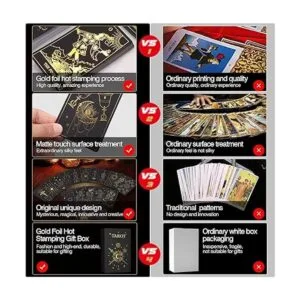 WJPC Tarjetas de tarot de lámina dorada con juego de_3