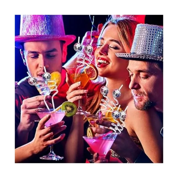Juego de 40 popotes decorativos de discoteca de los años_5