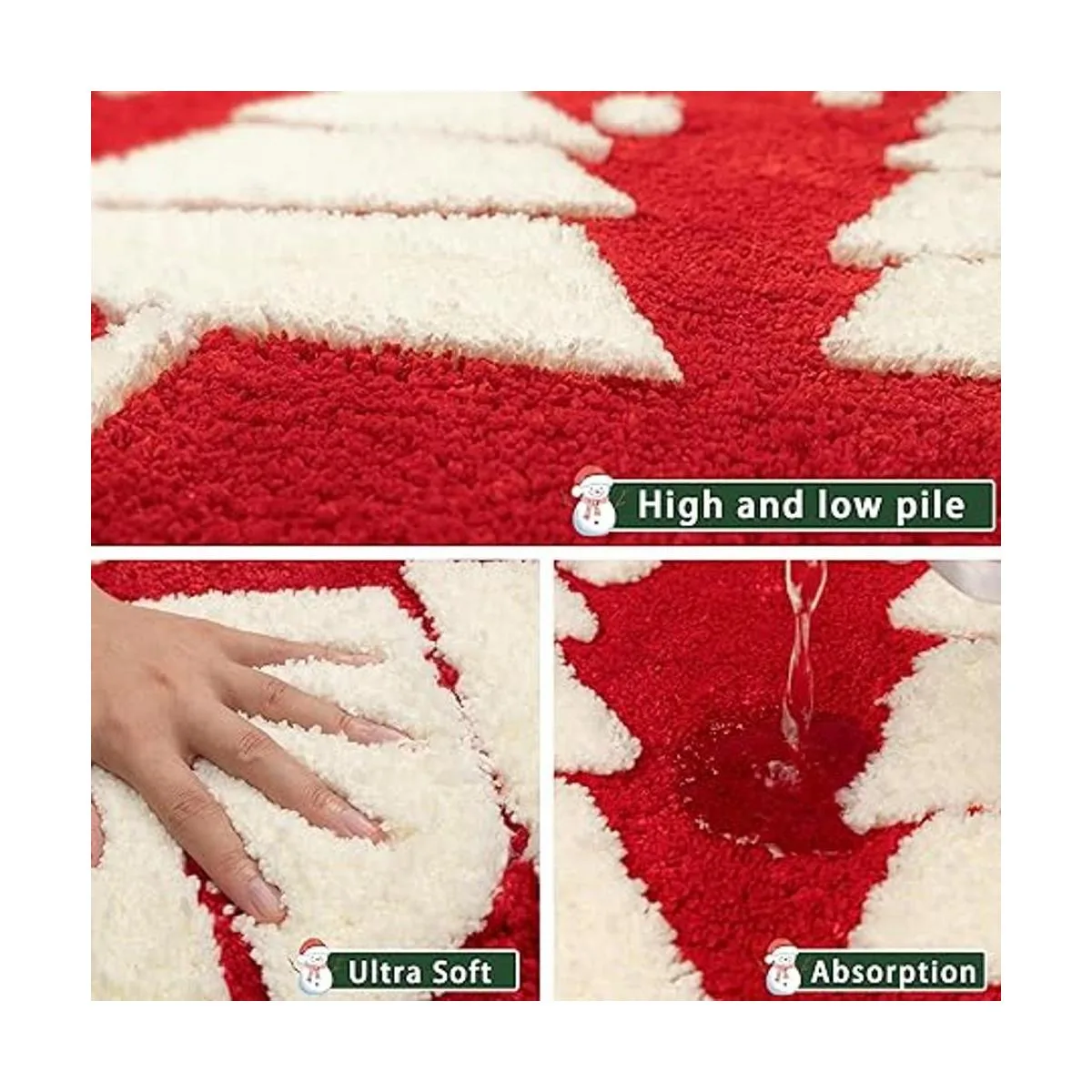 RORA Alfombra de baño roja para decoración de baño de_3