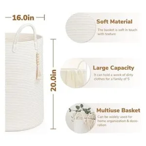 Goodpick Cesta blanca para guardería con asas cesta alta_2