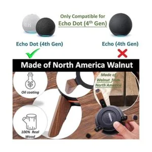 Soporte de madera real para Echo Dot 4 generación5_4