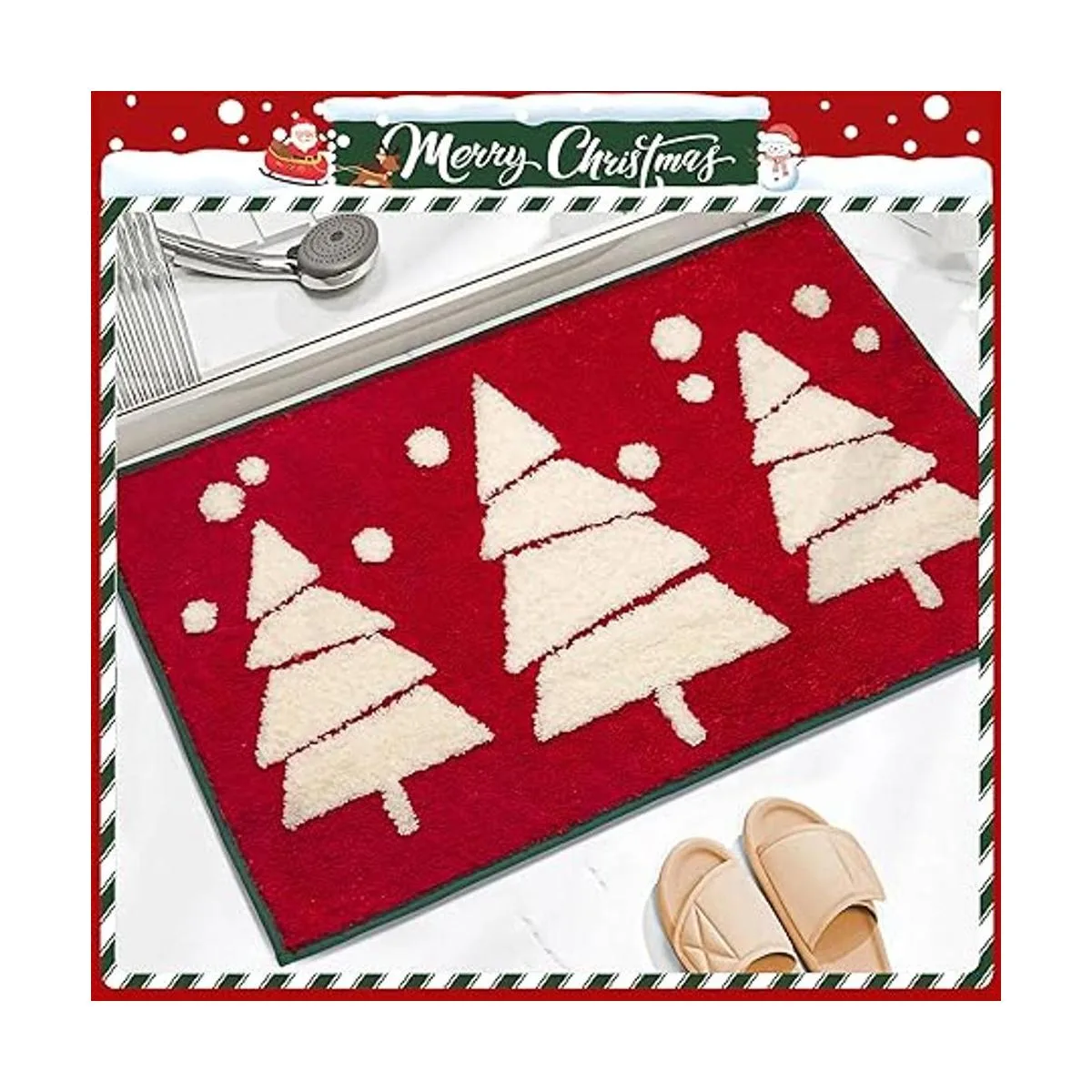 RORA Alfombra de baño roja para decoración de baño de_2