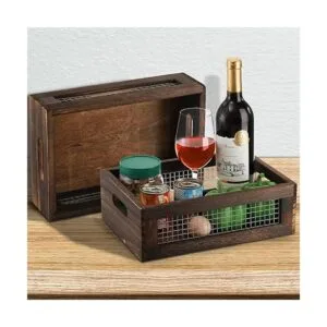 Dicunoy Juego de 2 cajas de anidación rústicas cestas_5