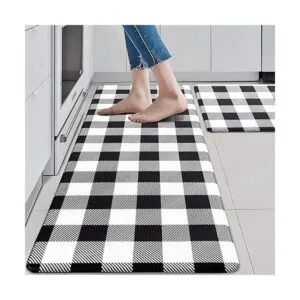 Juego de alfombras y alfombras de cocina en blanco y_1