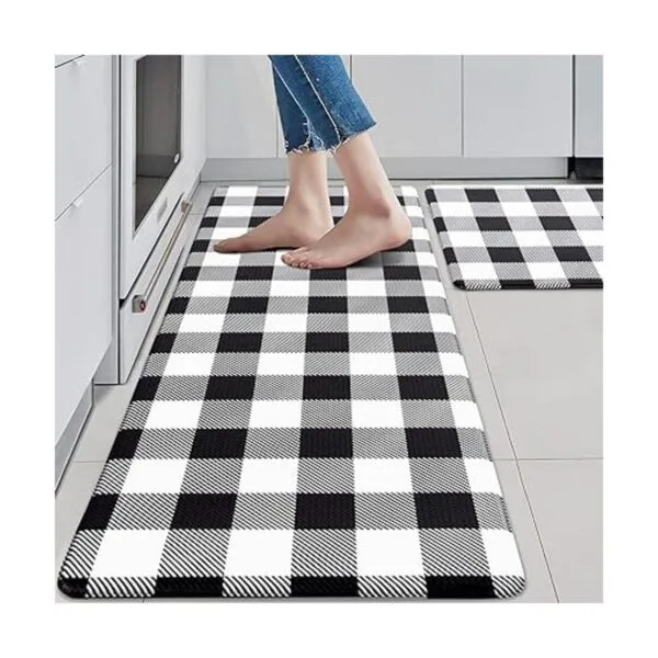 Juego de alfombras y alfombras de cocina en blanco y_1