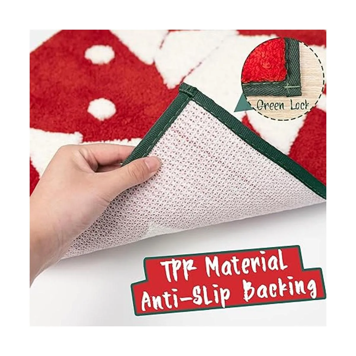 RORA Alfombra de baño roja para decoración de baño de_5