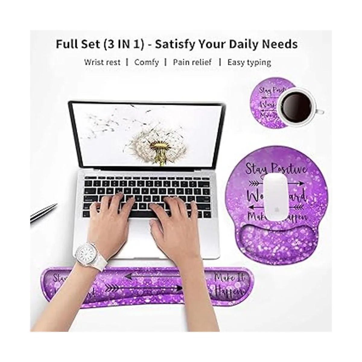 Reposamuñecas para teclado y mouse con soporte para_2