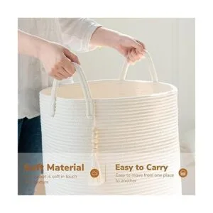 Goodpick Cesta blanca para guardería con asas cesta alta_3