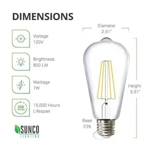 Sunco Lighting Bombillas LED Edison de 5000 K luz diurna_2