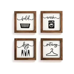 Juego de 4 letreros de decoración de lavandería para_1