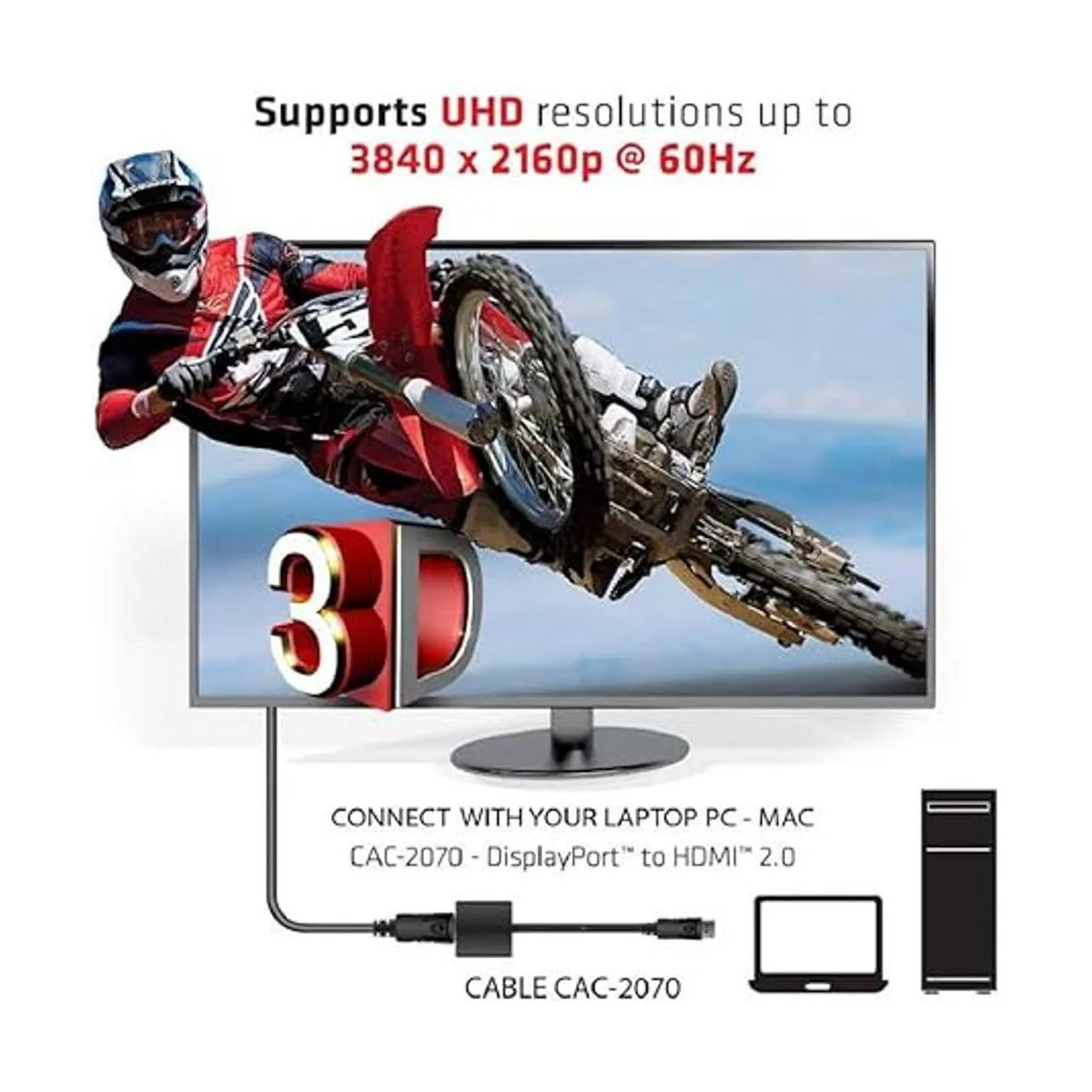 Club 3D CAC2070 adaptador DisplayPort activo a HDMI 2.0_5