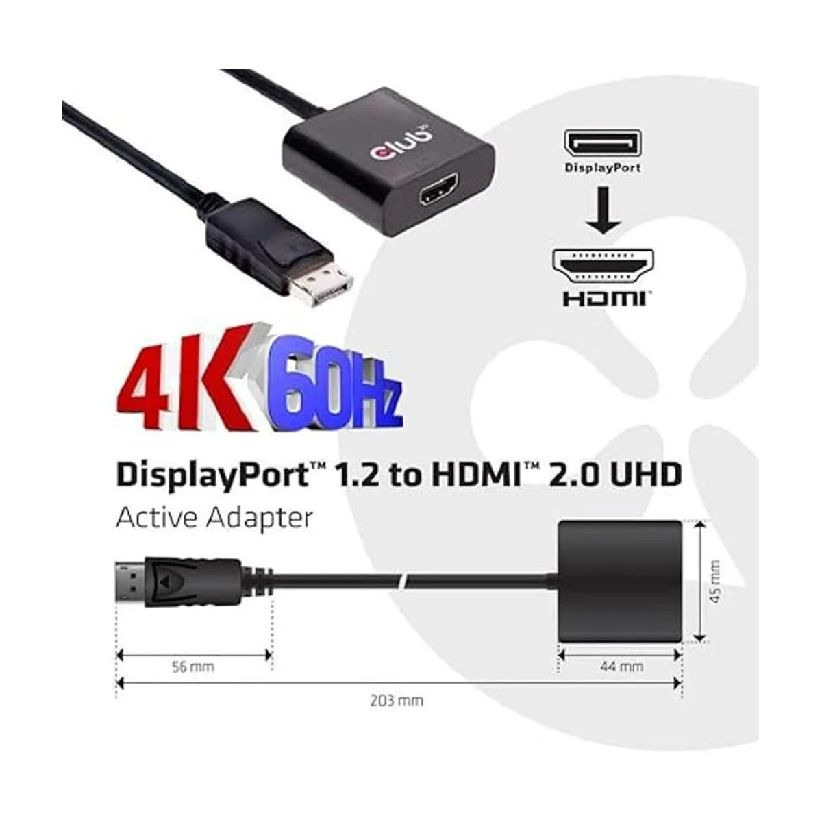 Club 3D CAC2070 adaptador DisplayPort activo a HDMI 2.0_3