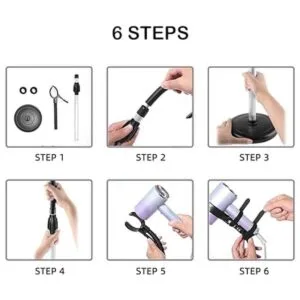 Amersis Soporte para secador de pelo giratorio de 360_4