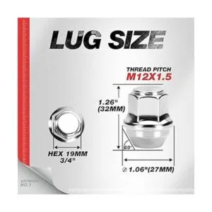 20 tuercas de asiento de bellota grandes M12x1.5 OEM_2