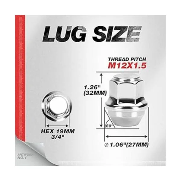 20 tuercas de asiento de bellota grandes M12x1.5 OEM_2