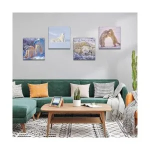 OTOSTAR 4 impresiones en lienzo para pared diseño de oso_2