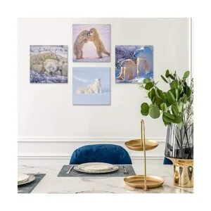 OTOSTAR 4 impresiones en lienzo para pared diseño de oso_3