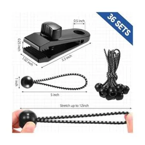 72 clips de lona y cuerdas elásticas de bola abrazaderas_2