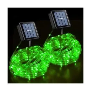 QITONG Paquete de 2 luces solares verdes de cuerda de_1